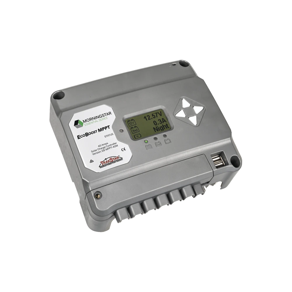 CONTROLADOR DE CARGA SOLAR ECOBOOST MPPT 40 A. CON PANTALLA-Controladores de Carga-MORNINGSTAR-Bsai Seguridad & Controles