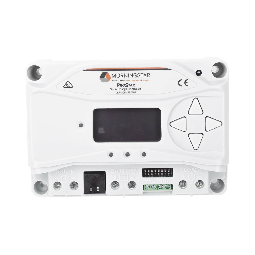 CONTROLADOR DE CARGA Y DESCARGA 12-24 VCD., 15 AMP-Controladores de Carga-MORNINGSTAR-Bsai Seguridad & Controles