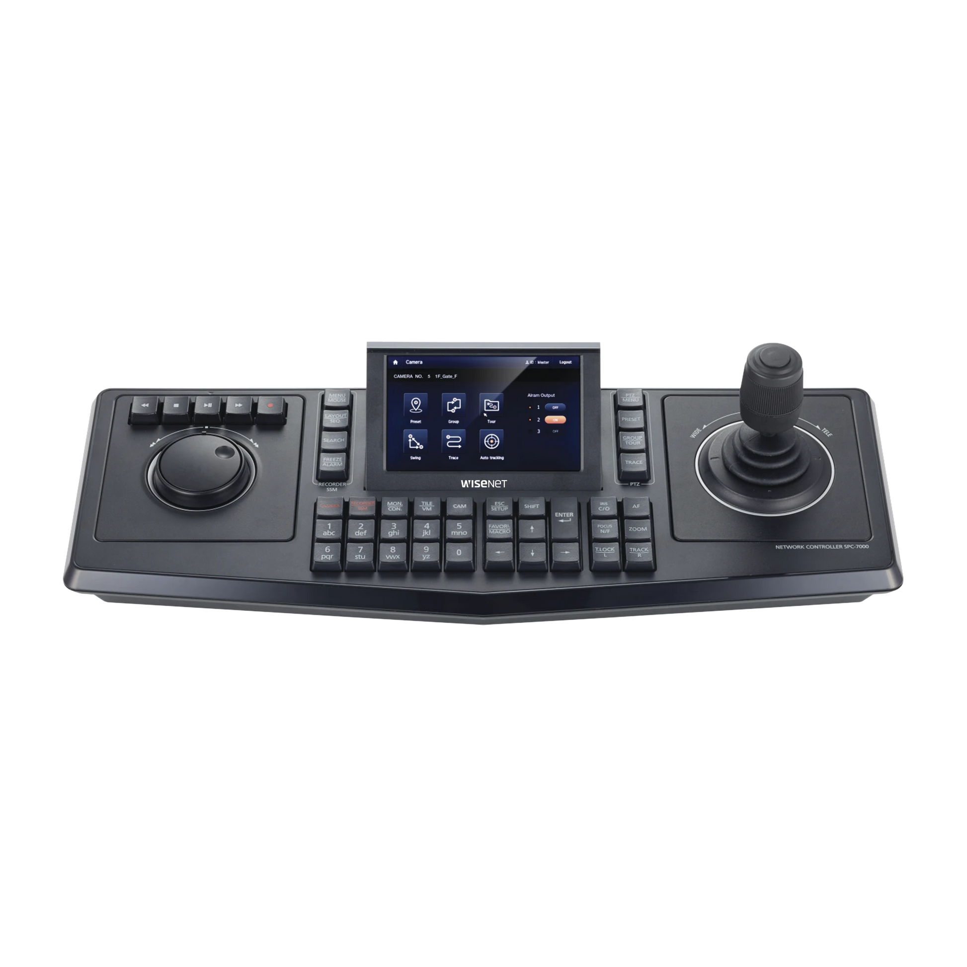 CONTROLADOR DE DOMOS PTZ Y CAMARAS IP WISENET, CON PANTALLA LCD TOUCH SCREEN DE 5-Accesorios Videovigilancia-HANWHA TECHWIN WISENET-Bsai Seguridad & Controles