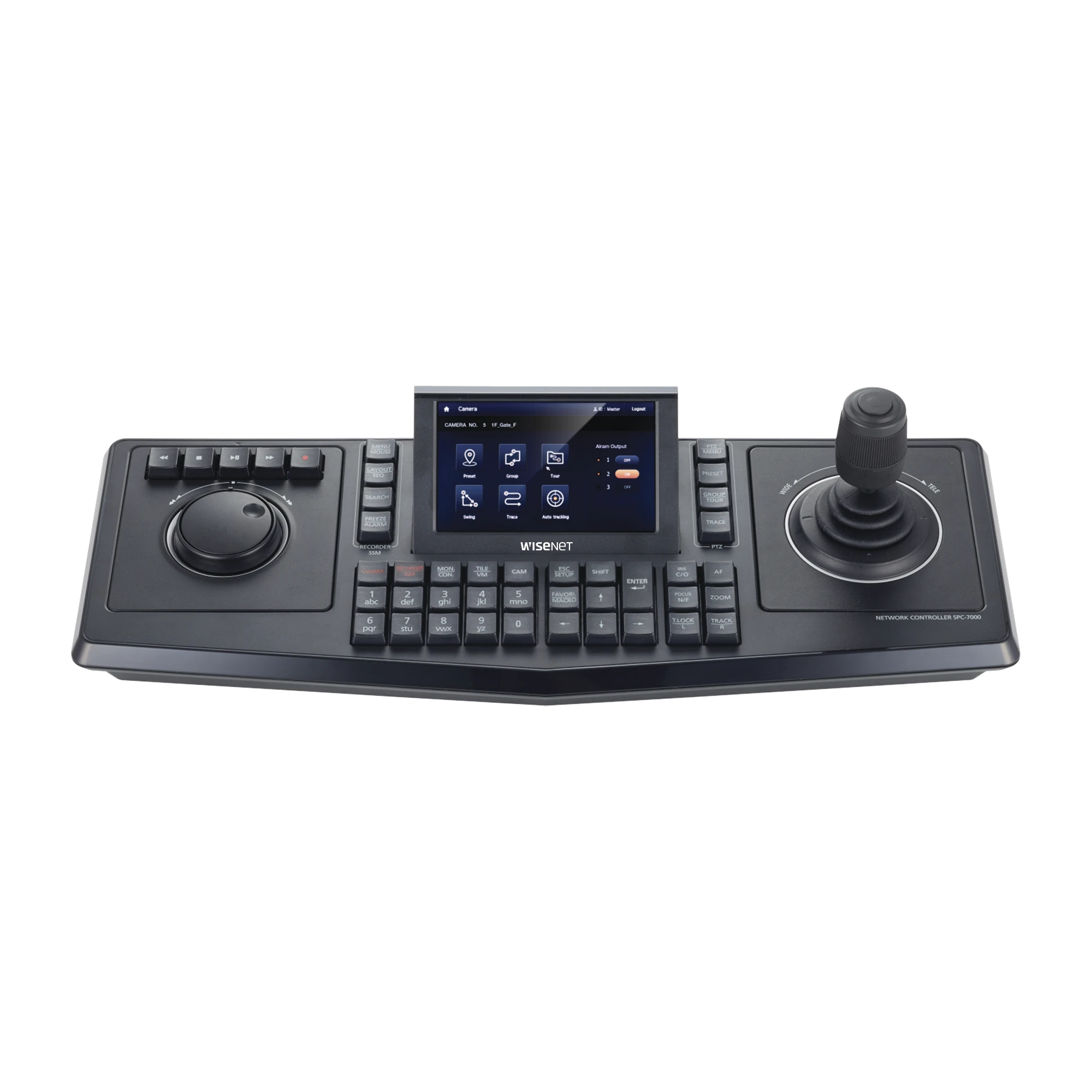 CONTROLADOR DE DOMOS PTZ Y CAMARAS IP WISENET, CON PANTALLA LCD TOUCH SCREEN DE 5-Accesorios Videovigilancia-HANWHA TECHWIN WISENET-Bsai Seguridad & Controles