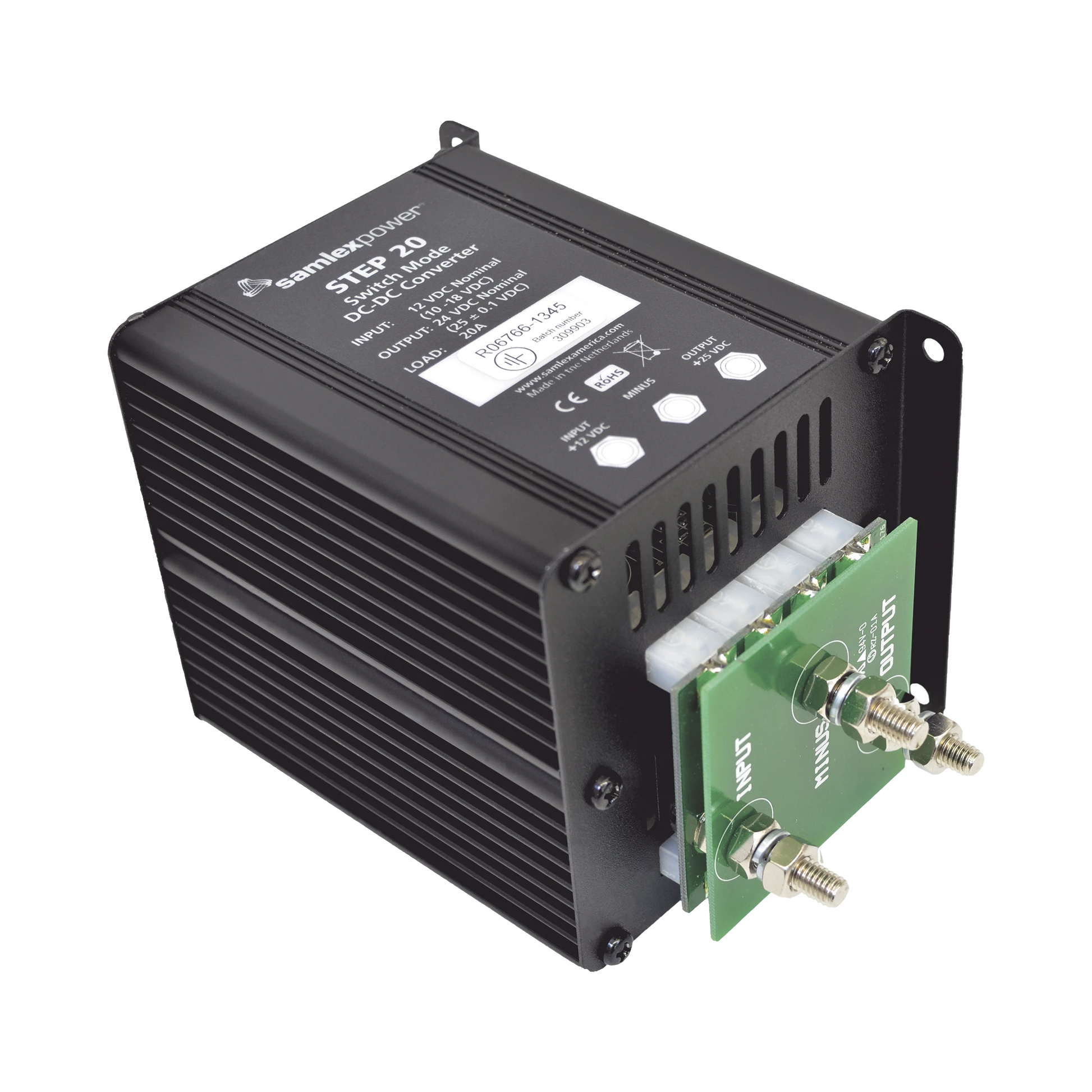 CONVERTER 20AMP INPUT 9-18 VDC OUTPUT 24VDC-Inversores y Convertidores-SAMLEX-Bsai Seguridad & Controles