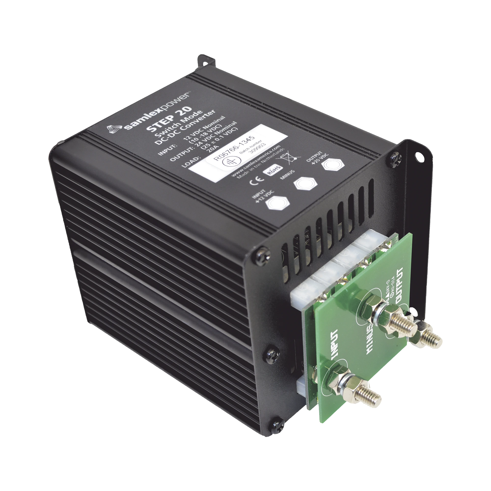 CONVERTER 20AMP INPUT 9-18 VDC OUTPUT 24VDC-Inversores y Convertidores-SAMLEX-Bsai Seguridad & Controles