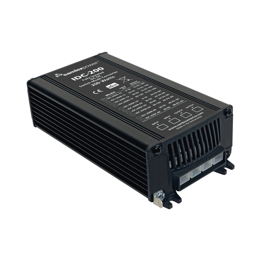CONVERTIDOR AISLADO D/200W ENT: 9-18VCD, SAL: 24 VOLTS, 8 AMP-Inversores y Convertidores-SAMLEX-Bsai Seguridad & Controles