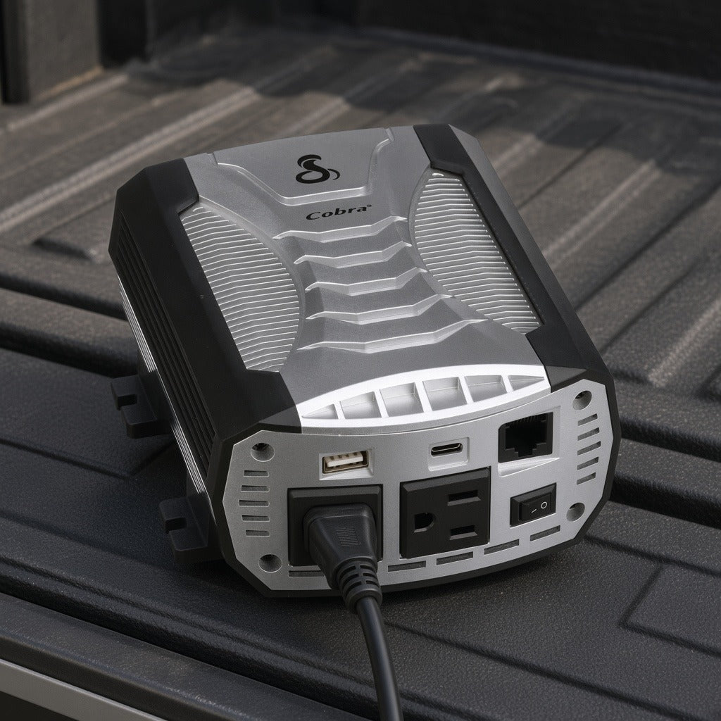INVERSOR DE POTENCIA / 500W CONTINUOS / 1000W PICO / 2 SALIDAS AC GFCI / USB-A Y USB-C CARGA RÁPIDA / PROTECCIÓN PENTAGON / 12V DC A 115V AC [CPI500W] instalado