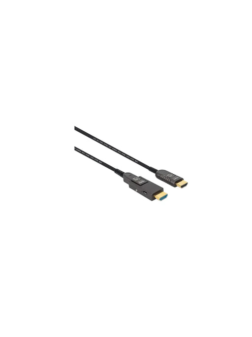 MANHATTAN 353243 - CABLE ÓPTICO ACTIVO HDMI DE ALTA VELOCIDAD / 4K@60HZ UHD, HDMI MACHO A MICRO-HDMI MACHO (TIPO D) Y HDMI MACHO (TIPO A) DESMONTABLE, 20 M (65 PIES), CERTIFICADO CMP/CPR, HEC, ARC, CONTACTOS BAÑADOS EN ORO, NEGRO-HDMI-MANHATTAN-MAN2760025-Bsai Seguridad & Controles