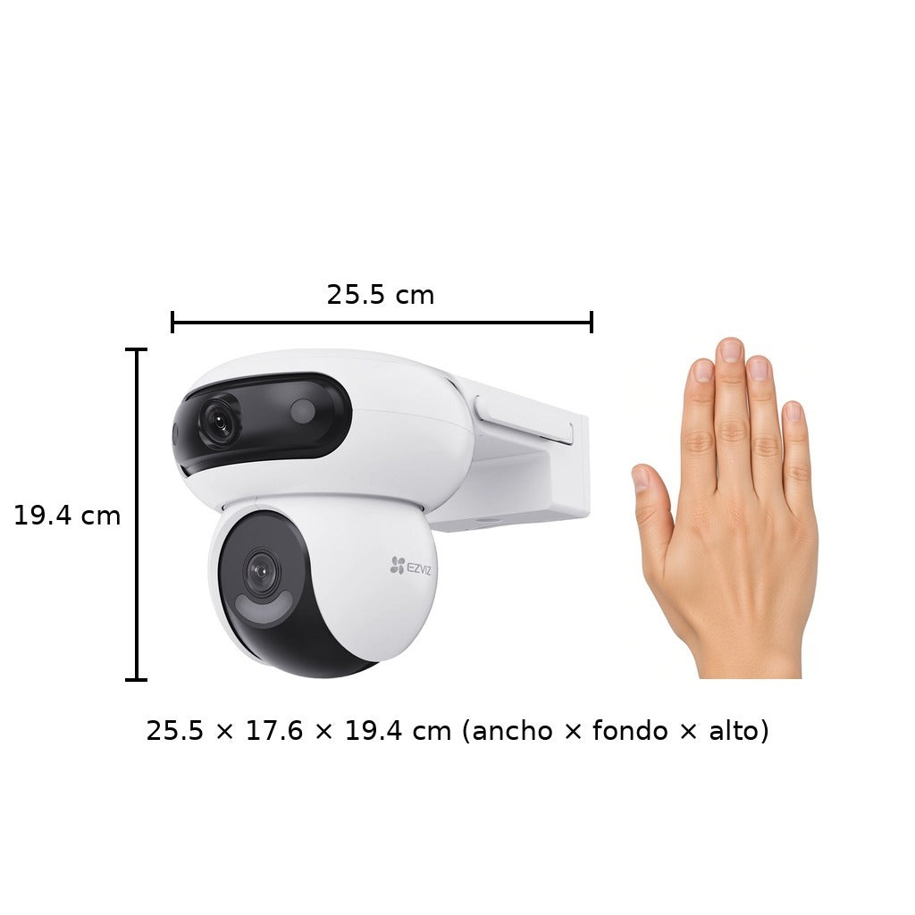 CÁMARA IP DOBLE PT / 8 MEGAPIXEL / COLOR NOCTURNA 40 M (131.2 FT) / WI-FI / IP65 [CS-H90] tamaño real