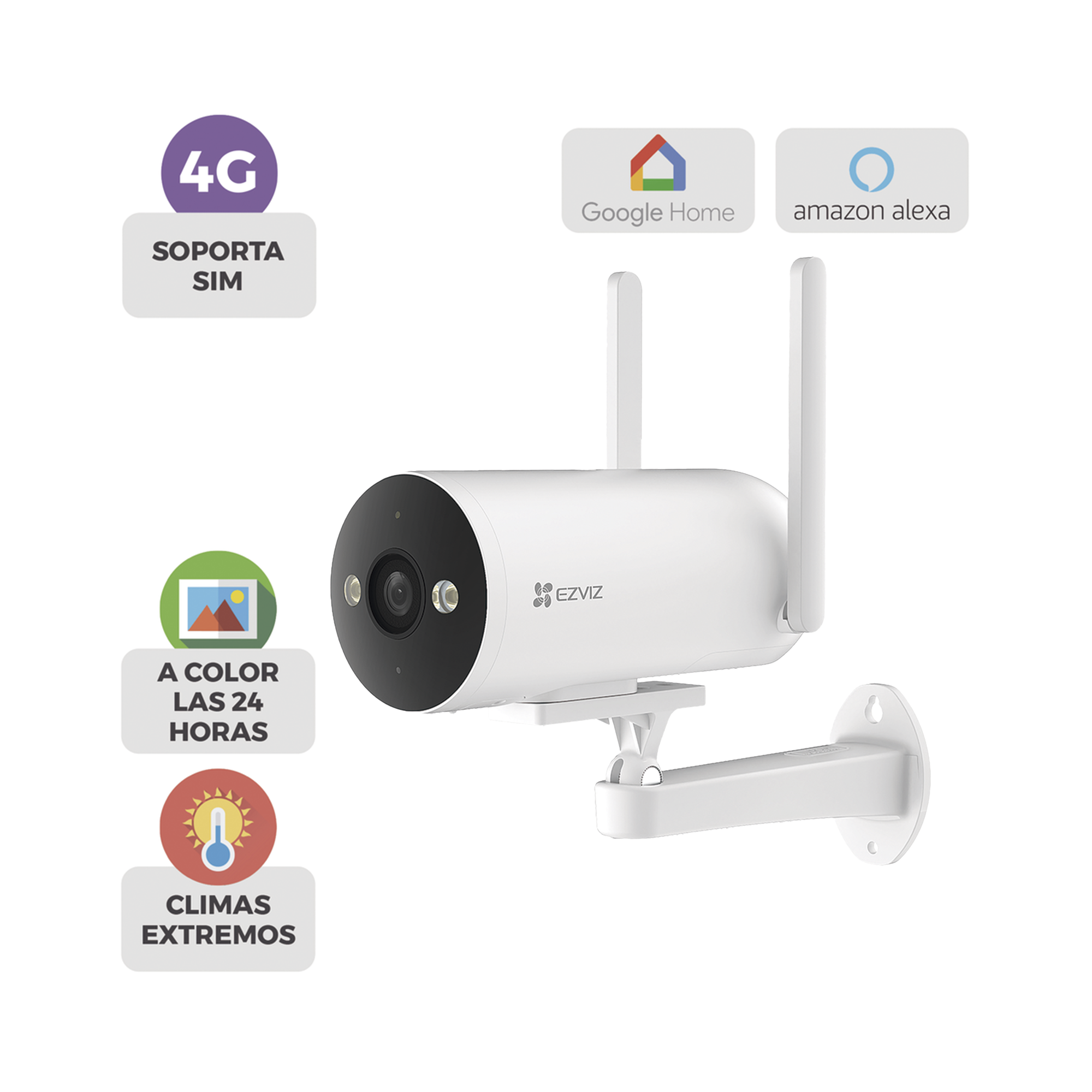 CÁMARA BALA / 4G / RESOLUCIÓN 3 MEGAPIXEL (2K) / VISIÓN NOCTURNA EN COLOR / AI DETECCIÓN DE HUMANOS Y VEHÍCULOS / DEFENSA ACTIVA CON SIRENA Y LUZ ESTROBOSCÓPICA / IP67-Cámaras IP y NVRs-EZVIZ-Bsai Seguridad & Controles