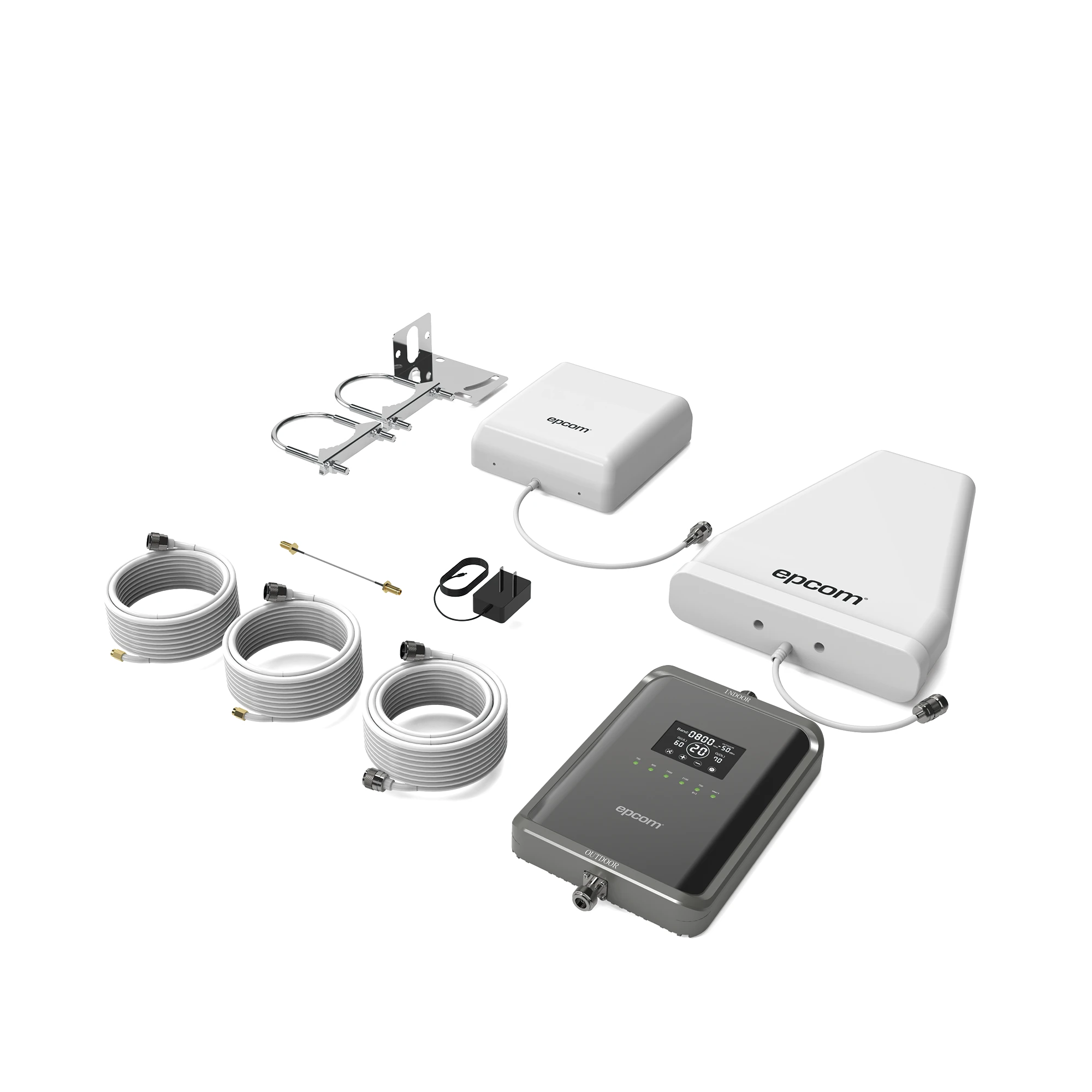KIT AMPLIFICADOR DE SEÑAL CELULAR 5G / MEJORA LAS LLAMADAS CONVENCIONALES Y VOLTE / SOPORTA LOS DATOS DE LAS TECNOLOGÍAS 2G, 3G, 4G Y 5G DE TELCEL, AT&T, MOVISTAR Y OMV DE ALTÁN / CUBRE HASTA 2 ESPACIOS DE 250 M2.-Cobertura Celular 5G, 4G, 3G y Voz-EPCOM-Bsai Seguridad & Controles