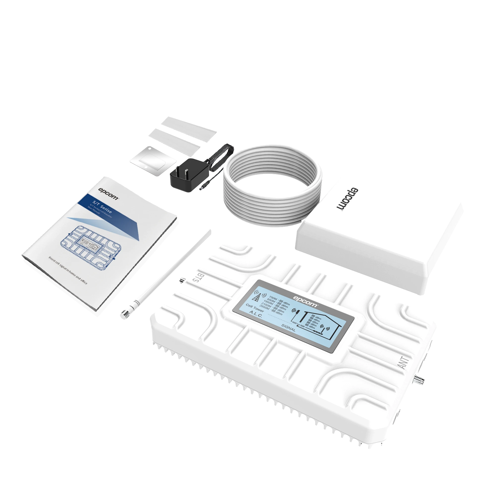 KIT AMPLIFICADOR DE SEÑAL CELULAR 5G / MEJORA LAS LLAMADAS CONVENCIONALES Y VOLTE / SOPORTA LOS DATOS DE LAS TECNOLOGÍAS 2G, 3G, 4G Y 5G DE TELCEL, AT&T, MOVISTAR Y OMV DE ALTÁN / CUBRE HASTA 300 M2.-Cobertura Celular 5G, 4G, 3G y Voz-EPCOM-Bsai Seguridad & Controles