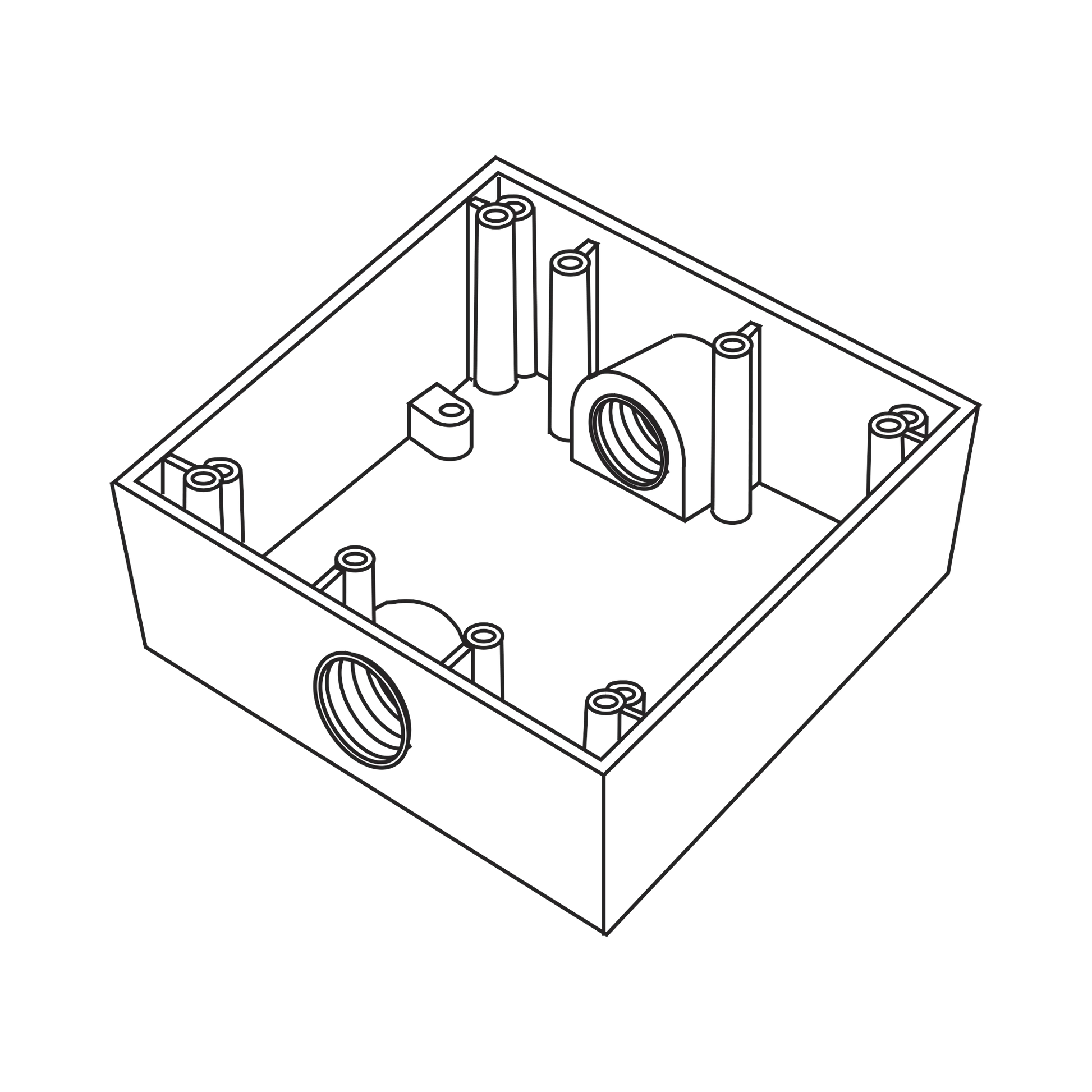 CAJA CUADRA DE 3/4" A PRUEBA DE INTEMPERIE/ CUENTA CON 2 SALIDAS.-Canalización-RAWELT-Bsai Seguridad & Controles