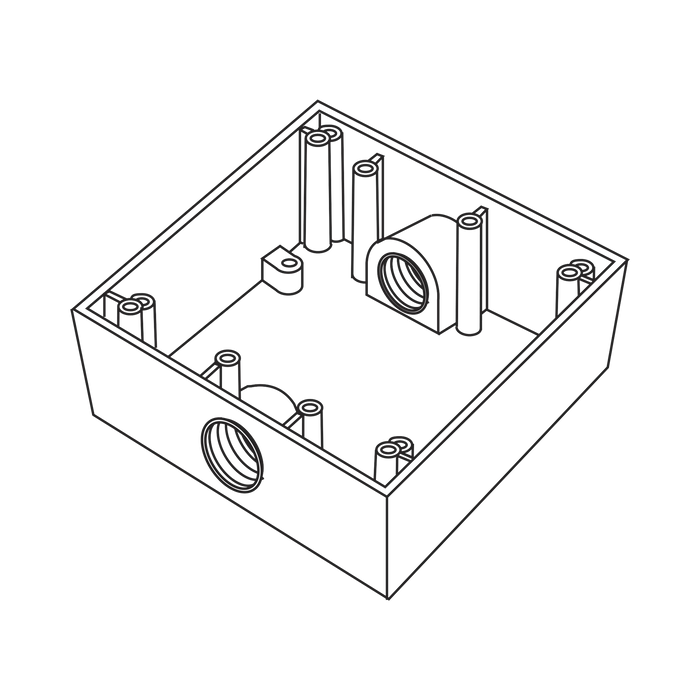 CAJA CUADRA DE 3/4" A PRUEBA DE INTEMPERIE/ CUENTA CON 2 SALIDAS.-Canalización-RAWELT-RC-04-83-Bsai Seguridad & Controles