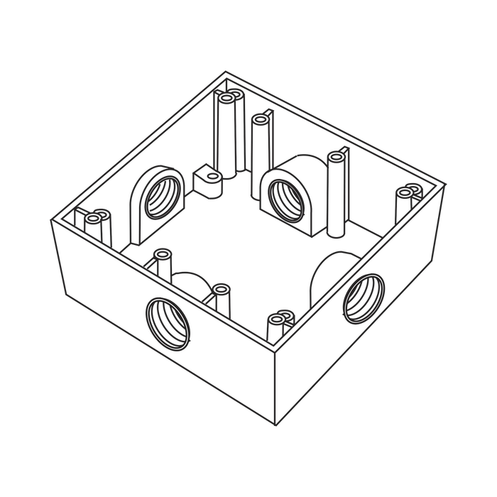 CAJA CUADRADA DE 3/4" (19.05 MM) A PRUEBA DE INTEMPERIE/ CUENTA CON 4 BOCAS.-Canalización-RAWELT-RC-0487-Bsai Seguridad & Controles