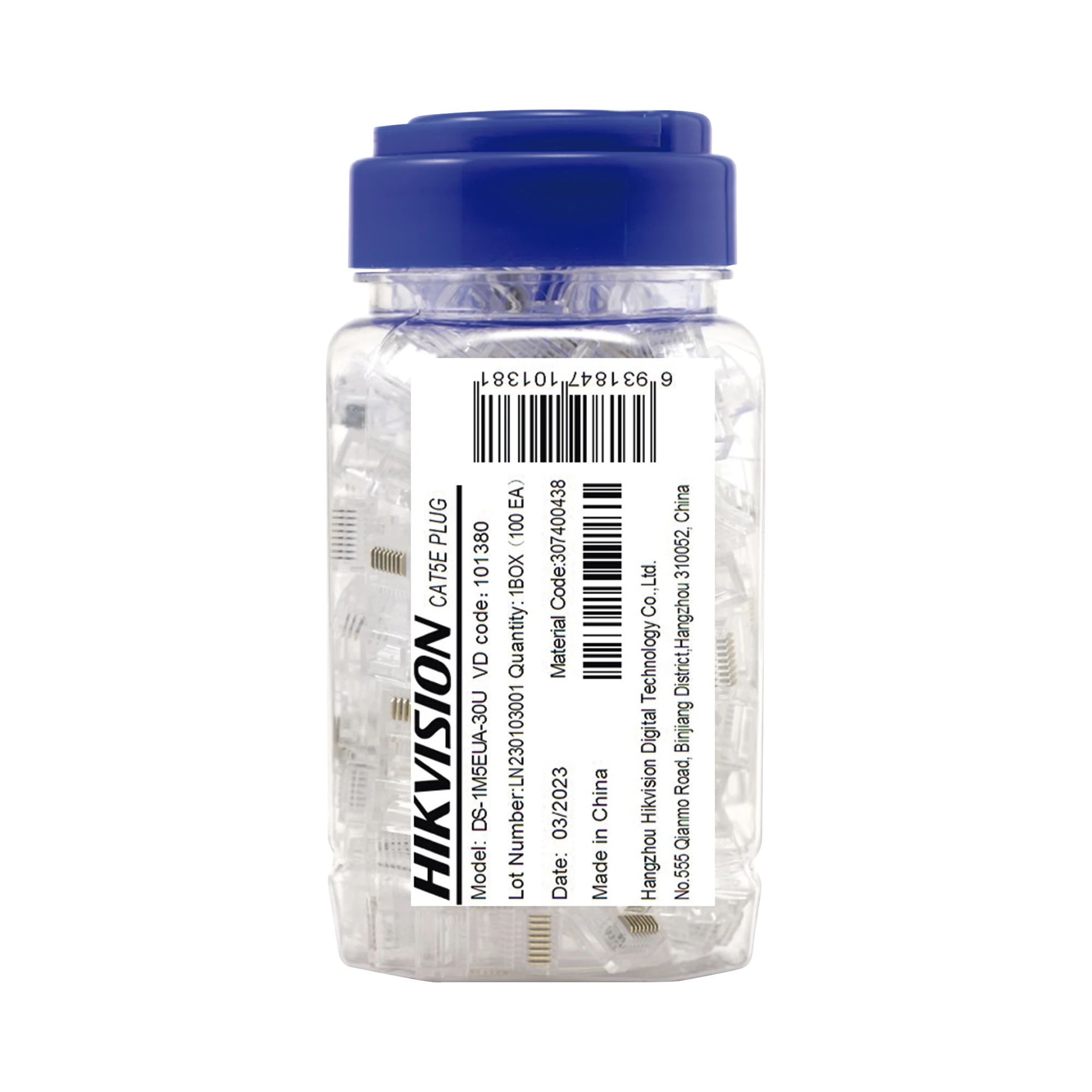 BOTE CON 100 PIEZAS DE PLUG MODULAR RJ45 / CAT 6 / CHAPADO EN ORO A 30 MICRAS / SIN BLINDAJE / FACIL INSTALACIÓN / USO INTERIOR / SOPORTA NORMA TIA-568B / CUMPLE CON ROHS 2.0-Cables y Conectores-HIKVISION-Bsai Seguridad & Controles