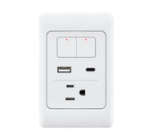 APAGADOR Y CONTACTO TOMACORRIENTE DUOSMART A70 / 2 BOTONES-UNIDADES / 1 CONTACTO / 1 PUERTO USB / 1 PUERTO USB-C / WIFI 2.4 GHZ / COMPATIBLE CON ALEXA Y GOOGLE HOME / TEMPORIZADORES / ESCENAS DE AUTOMATIZACION-Duosmart-DUOSMART-Bsai Seguridad & Controles