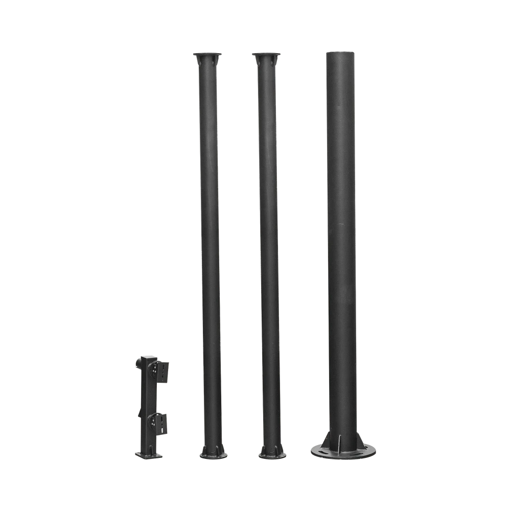 Poste Seccionado de 6 Metros / Tubos Mas Gruesos / Especializado para la Instalación de Videovigilancia / Incluye Base de Cimentación y Brazo para Cámara PTZ / Color Negro-SYSCOM VIDEO-Bsai Seguridad & Controles