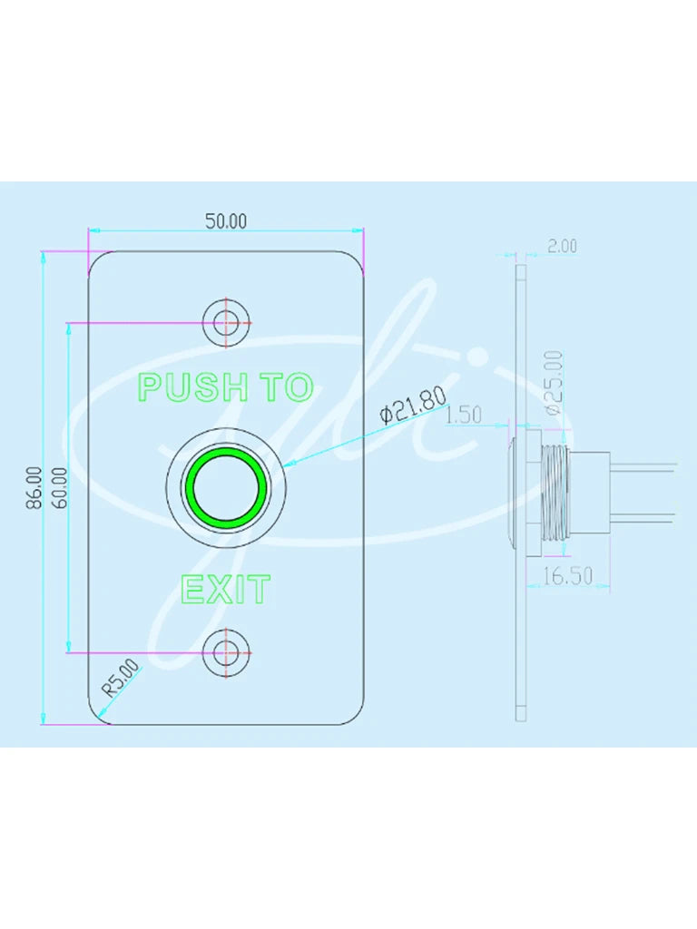 YLI YWP880BLED - Botón Liberador de Puerta con Led / Aprueba de Agua IP68 para Exterior / Acero Inoxidable / Compatible con caja de instalación 76017-Tarjetas y Botones-YLI ELECTRONIC-Bsai Seguridad & Controles