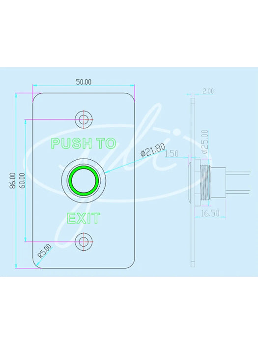 YLI YWP880BLED - Botón Liberador de Puerta con Led / Aprueba de Agua IP68 para Exterior / Acero Inoxidable / Compatible con caja de instalación 76017-Tarjetas y Botones-YLI ELECTRONIC-YLE0760006-Bsai Seguridad & Controles