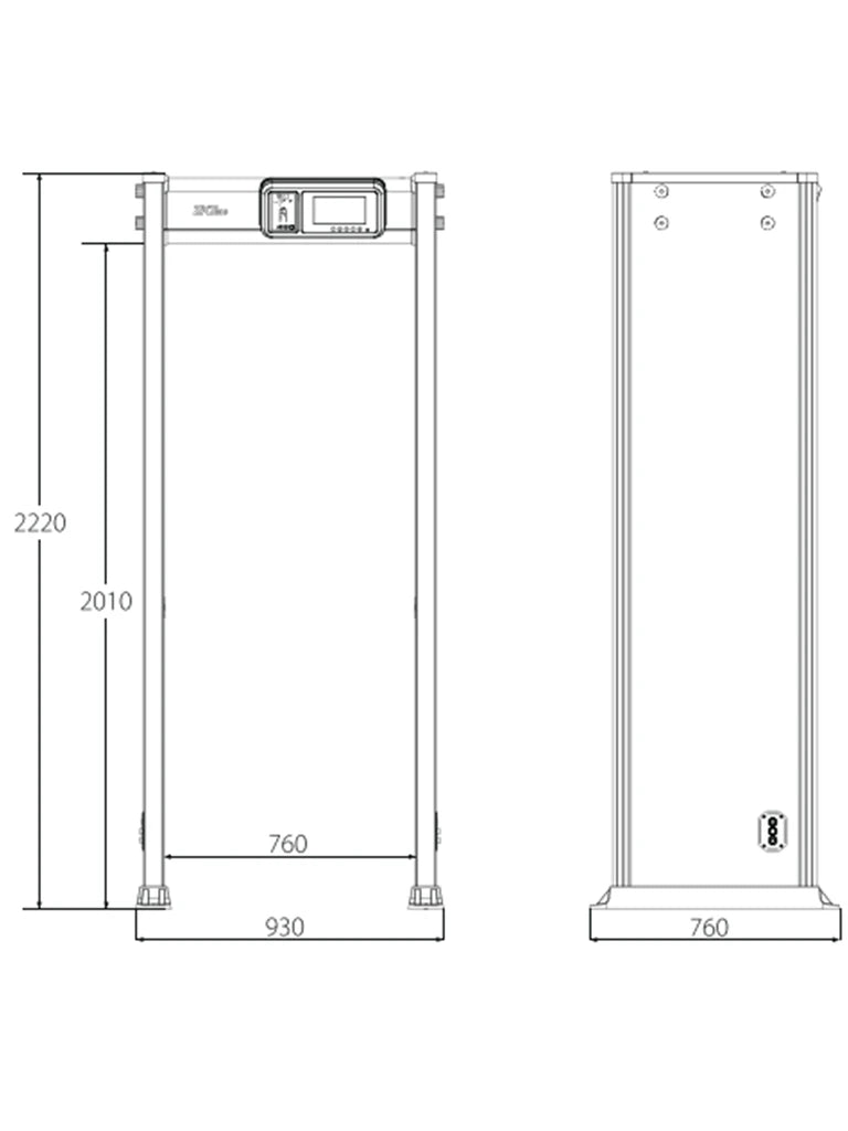 ZKTECO D4330IP65 Arco Detector de Metales / IP65 Semi-Exterior / 33 Zonas de Detección / 300 Niveles de Sensibilidad / Pantalla HD 7" / Indicadores LED en ambas vistas / Control Remoto-Detectores de Metal Arco-ZKTECO-Bsai Seguridad & Controles
