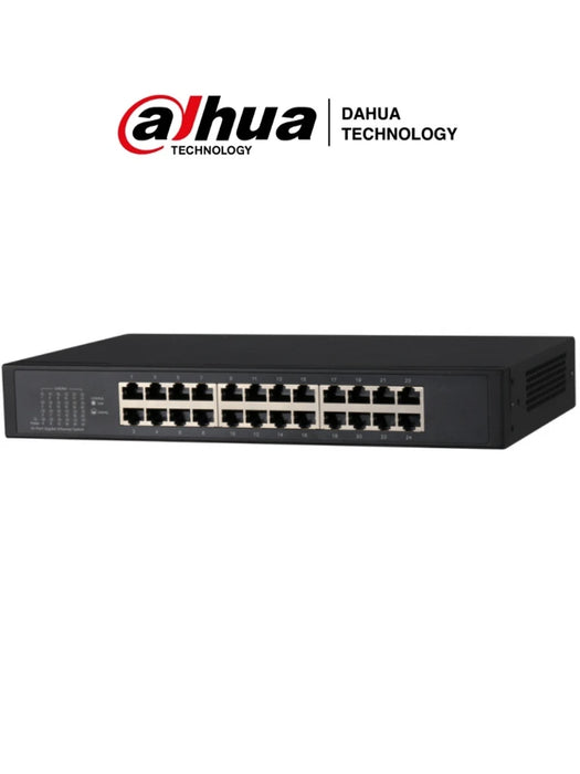 DAHUA PFS3024-24GT - SWITCH GIGABIT DE 24 PUERTOS NO ADMINISTRABLE/ CAPA 2/ 10/100/1000 BASE-T/ CARCASA METALICA/ SWITCHING 48G/ TASA DE REENVIO DE PAQUETES 35.7 MBPS/ MEMORIA BUFER DE PAQUETES 2MB/ CON PROTECCION DE DESCARGAS/-Switches-DAHUA-DRD6100003-Bsai Seguridad & Controles