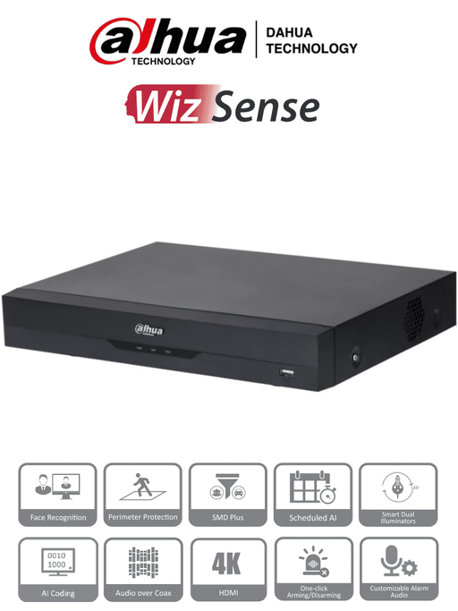 DAHUA XVR5116H-4KL-I3 - DVR de 16 Canales 4k/ 8 Megapixeles/ WizSense/ IA/ H.265+/ 16 Canales + 16 IP/ Hasta 32 Ch IP/ 2 Canales de Reconocimiento Facial/ SDM Plus/ Codificación con IA/ 1 Bahía de Disco Duro/ Funciones IoT & POS/-DVR's HD 16+ Canales-DAHUA-DHT0370033-Bsai Seguridad & Controles