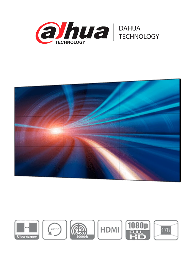 DAHUA LS460UCM-EF - PANTALLA FULL HD PARA VIDEOWALL DE 46 PULGADAS/ PANEL LCD ADS INDUSTRIAL 24/7/ MARCO ULTRA DELGADO DE 3.5MM/ SOPORTA DAISY CHAIN (CONEXIÓN HDMI EN CADENA)/ INTERFACES HDMI, DVI, VGA, BNC Y USB/ BRILLO 500 CD/M2/-Pantallas-DAHUA-Bsai Seguridad & Controles