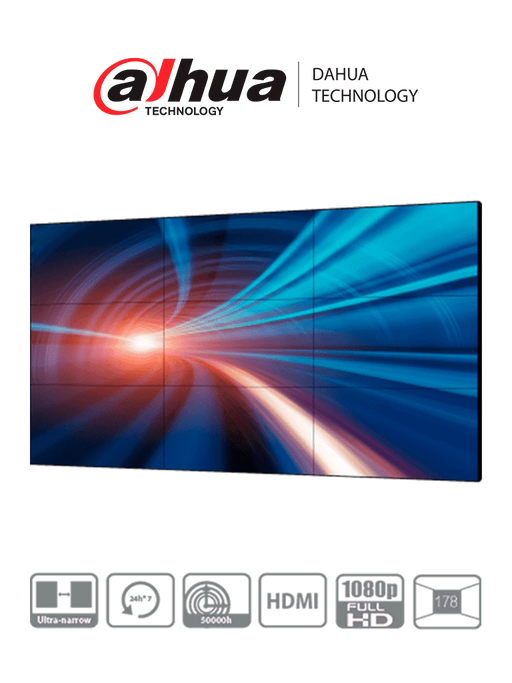 DAHUA LS550UEH-EG - PANTALLA FULL HD PARA VIDEOWALL DE 55 PULGADAS/ PANEL IPS LCD INDUSTRIAL/ MARCO ULTRADELGADO DE 0.88 MM/ SOPORTA DAISY CHAIN (CONEXIÓN HDMI EN CADENA)/ INTERFACES HDMI, DVI, VGA, BNC, USB/-Pantallas-DAHUA-DHT0620004-Bsai Seguridad & Controles