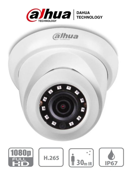 DAHUA IPC-HDW1230S - Camara IP Domo de 2 Megapixeles/ Lente de 2.8mm/ 30 Fps/ Angulo de 104 Grados/ H.265+/ IR de 30 Mts/ PoE/ IP67/ DWDR/ 3D-NR/ HCL/ BLC/-Cámaras-DAHUA-DHT0040001-Bsai Seguridad & Controles