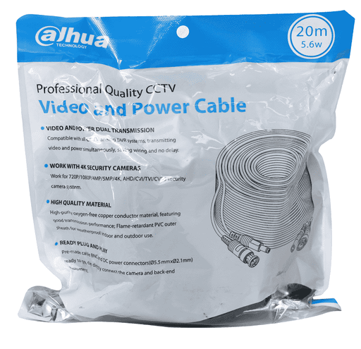 DAHUA DH-PFM942I-20-5 - CABLE DE 20 METROS ARMADO PARA VIDEO Y ENERGÍA/ PARA CAMARAS HASTA 4K/ CON CONECTORES BNC Y DE ENERGÍA/ USO EXTERIOR E INTERIOR/ COBRE DE ALTA PUREZA/ SOPORTA: AHD/CVI/TVI/CVBS/-Siames-DAHUA-DHT2680003-Bsai Seguridad & Controles