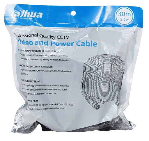 DAHUA DH-PFM942I-30-5 - CABLE DE 30 METROS ARMADO PARA VIDEO Y ENERGÍA/ PARA CAMARAS HASTA 4K/ CON CONECTORES BNC Y DE ENERGÍA/ USO EXTERIOR E INTERIOR/ COBRE DE ALTA PUREZA/ SOPORTA: AHD/CVI/TVI/CVBS/-Siames-DAHUA-DHT2680004-Bsai Seguridad & Controles