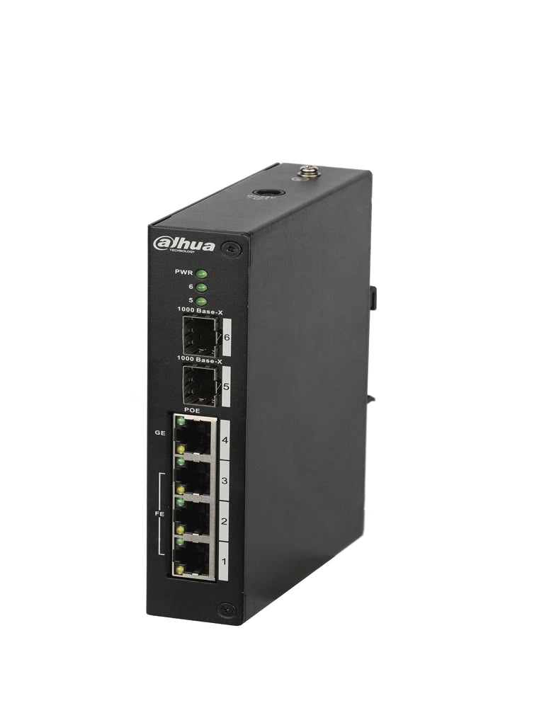 DAHUA DH-PFS3206-4P-120 SWITCH POE DE 4 PUERTOS/NO ADMINISTRABLE CAPA 2/ 2 PUERTO SFP/ 120W TOTALES/ 802.3AF/ POE+ 802.3AT/ HI POE/-Switches POE-DAHUA-Bsai Seguridad & Controles