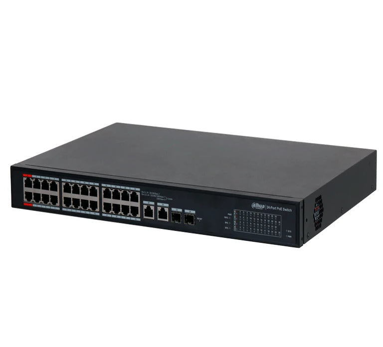 DAHUA DH-S4101-24ET2GF-360-C SWITCH ADMINISTRADO EN LA NUBE DE 26 PUERTOS/ 24 PUERTOS POE/ LARGA DISTANCIA DE 250 M/ POE WATCHDOG / 10/100 MBPS/ POE 2.0/ 8.8 GBPS/-Switches POE-DAHUA-Bsai Seguridad & Controles