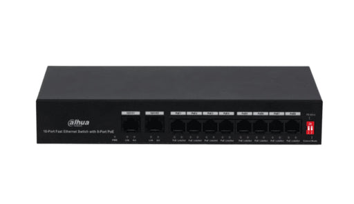 DAHUA PFS3010-8ET-65 - SWITCH POE DE 10 PUERTOS FAST ETHERNET/ 8 PUERTOS POE/ 2 PUERTOS UPLINK/ 65 WATTS TOTALES/ SOPORTA POE WATCHDOG/ SWITCHING 2.0 GBPS/ CON PROTECCIÓN DE DESCARGAS/-Switches POE-DAHUA-DHT1850009-Bsai Seguridad & Controles