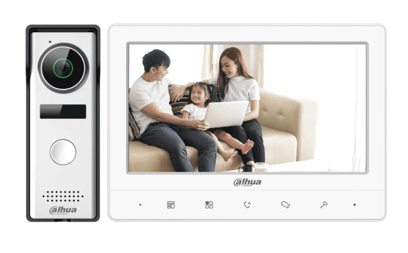 DAHUA KTA02 - KIT DE VIDEOPORTERO ANALÓGICO/ MONITOR CON PANTALLA DE 7 PULGADAS/ BOTONES TOUCH/ FRENTE DE CALLE CON CAMARA DE 1.3 MEGAPIXELES/ DWDR/ IP66/ APERTURA DE PUERTA/ SOPORTA HASTA 2 FRENTES DE CALLE + 3 MONITORES/-Kits de Videoporteros-DAHUA-Bsai Seguridad & Controles