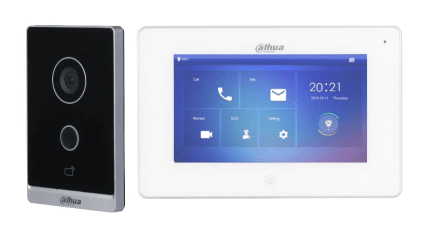 DAHUA KTW01 - KIT DE VIDEOPORTERO WIFI/ MONITOR CON PANTALLA DE 7"/ 6 ENTRADAS DE ALARMAS/ 8 ZONAS DE ALARMA INALÁMBRICAS/ RANURA MICROSD/ GRABA Y CAPTURA IMÁGENES/ CAMARA DE 2MP CON WDR REAL E IR/ CONTROLA 2 PUERTAS/ APERTURA CON TARJETA/-Kits de Videoportero-DAHUA-Bsai Seguridad & Controles