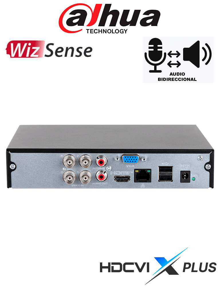 DAHUA DH-XVR1B04H-I/T - DVR DE 4 CANALES 5MP LITE WIZSENSE Y H.265+/ HDCVI X PLUS/ 4 CANALES+2 IP O HASTA 6 CANALES IP/A