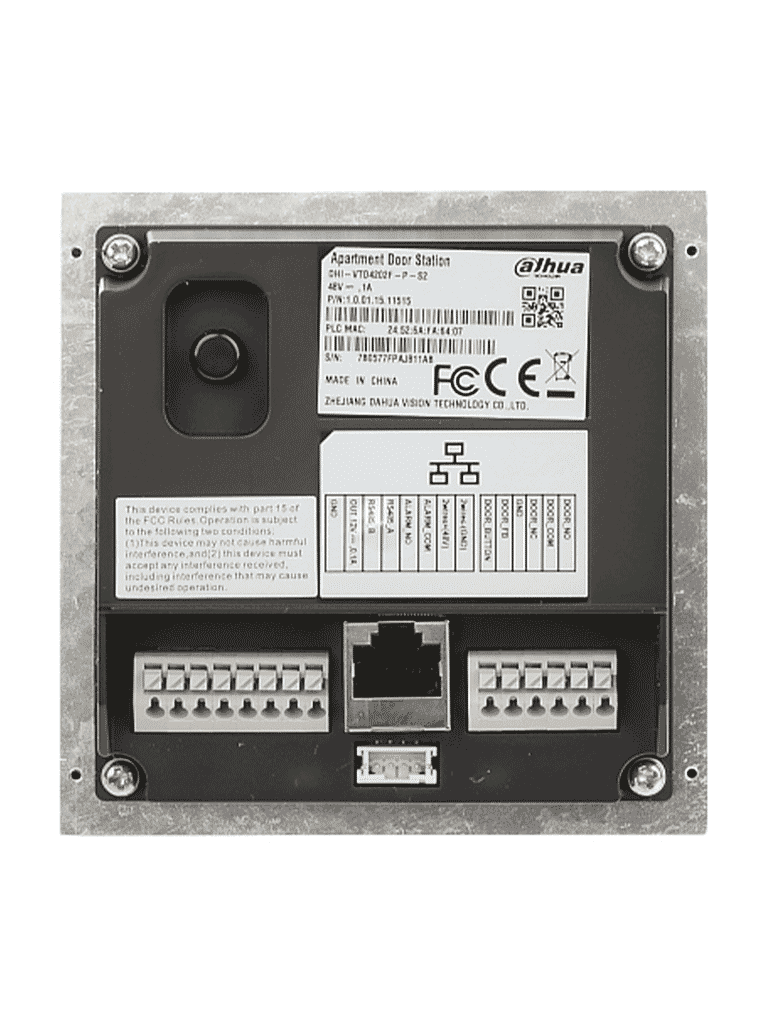 DAHUA DHI-VTO4202F-P-S3 - MODULO DE CAMARA IP DE 2 MEGAPIXELES PARA VIDEOPORTERO MODULAR CON 160 GRADOS DE APERTURA Y PROTECCIÓN IP65 E IK10 CON CONEXIÓN RJ45 & 2 WIRE-Frentes de Calle-DAHUA-Bsai Seguridad & Controles