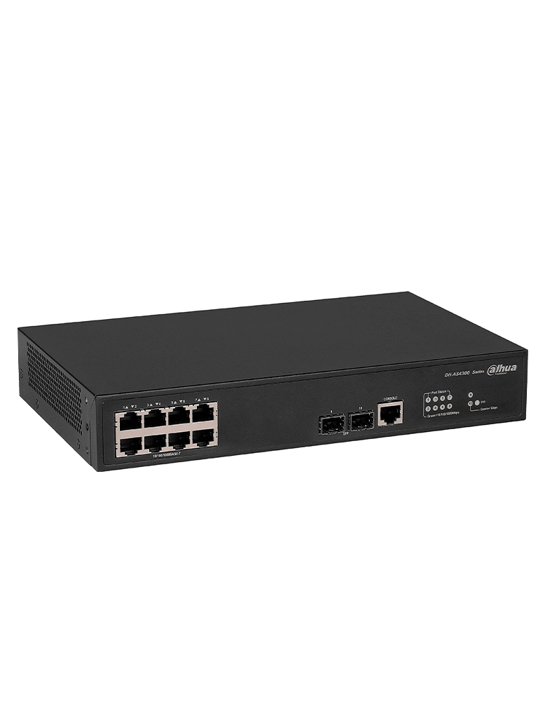 DAHUA DH-AS4300-8GT2GF- SWITCH GIGABIT ADMINISTRABLE DE CAPA 2 CON 8 PUERTOS10/100/1000 BASE-T Y2 RANURAS SFP D 1GBPS. OFRECE UNA CAPACIDAD DE SWITCHING DE 20GBPS Y VIENE CON UNA ROBUSTA CARCASA METÁLICA, IDEAL PARA REDES DE ALTO RENDIMIENTO #REM-Switches-DAHUA-Bsai Seguridad & Controles
