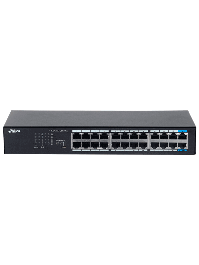 DAHUA DH-S3024-24GT - SWITCH GIGABIT DE 24 PUERTOS NO ADMINISTRABLE, CAPA 2, CARCASA METÁLICA, SWITCHING DE 48G, TASA DE REENVÍO DE 35.7 MBPS, MEMORIA BUFFER DE 8.4MB, Y PROTECCIÓN AVANZADA CONTRA DESCARGAS.-Switches-DAHUA-Bsai Seguridad & Controles