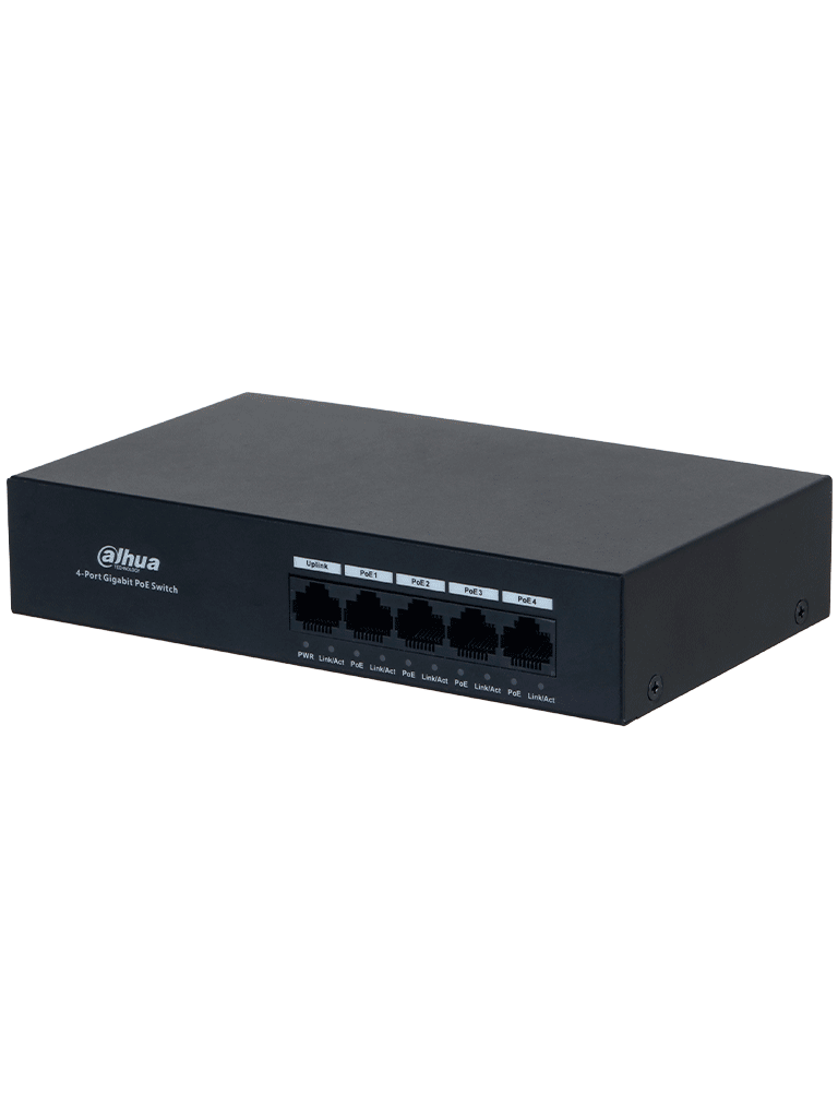 DAHUA DH-PFS3005-4GT-36 - SWITCH CON 4 PUERTOS GIGABIT POE Y 1 PUERTO UPLINK RJ45 10/100/1000 MBPS. OFRECE PROTECCIÓN CONTRA DESCARGAS ELÉCTRICAS, IDEAL PARA ALIMENTAR DISPOSITIVOS IP. INCLUYE FUENTE DE PODER. #ANIVDAHUA2 #SWDA-Switches POE-DAHUA-DHT3720054-Bsai Seguridad & Controles