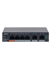 DAHUA DH-CS4006-4ET2ET-60 - SWITCH POE DE 6 PUERTOS ADMINISTRABLE CON 4 POE (10/100 MBPS) Y 2 UPLINK (10/100 MBPS). TOTAL DE 65 W POE, ADMINISTRACIÓN EN LA NUBE CON DOLYNK CARE, CARCASA METÁLICA ROBUSTA, IDEAL PARA REDES IP.#LONUEVO-Switches POE-DAHUA-Bsai Seguridad & Controles