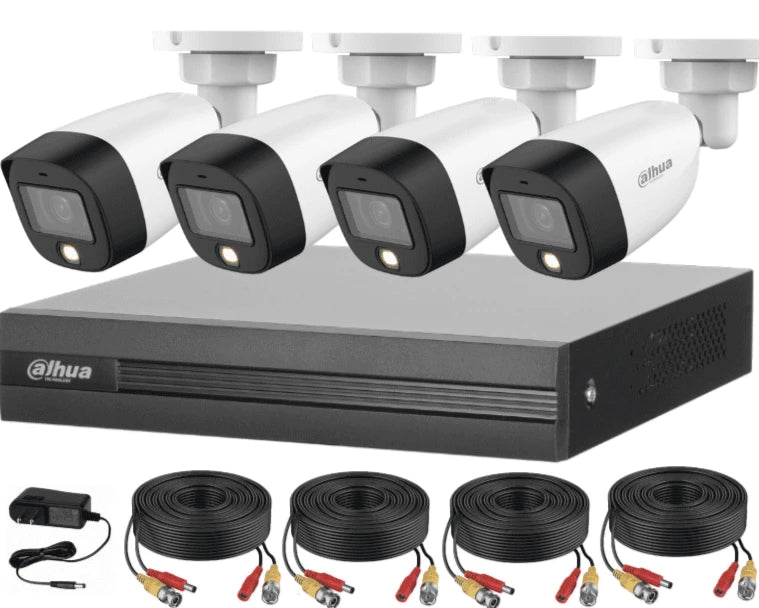 DAHUA FULLCOLORKIT-A - KIT DE 4 CANALES FULL COLOR DE 2 MEGAPIXELES CON AUDIO/ DVR COOPER-I WIZSENSE/ CON IA/ 4 CÁMARAS FULL COLOR DE 2 MEGAPIXELES CON MICROFONO INTEGRADO/ 4 CH + 1 IP/ 4 CH SMD PLUS/ ACCESORIOS INCLUIDOS/ BUSQUEDA DE HUMANOS/-Paquetes 4 Canales-DAHUA-Bsai Seguridad & Controles