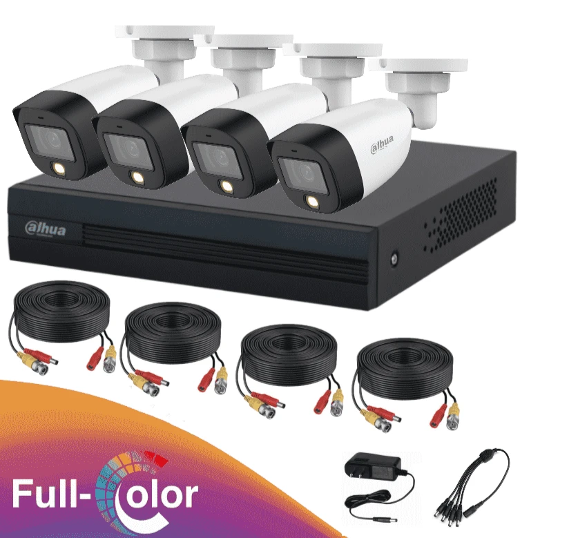 DAHUA FULLCOLORKIT- KIT DE 4 CANALES FULL COLOR DE 2 MP/ DVR COOPER-I WIZSENSE/ CON IA/ H.265+/ 4 CAMARAS FULL COLOR DE 2 MEGAPIXELES/ 4 CH + 1 IP O HASTA 5 CH IP/ 4 CH SMD PLUS/ BUSQUEDA DE HUMANOS Y VEHICULOS/ ACCESORIOS INCLUIDOS-Paquetes 4 Canales-DAHUA-Bsai Seguridad & Controles