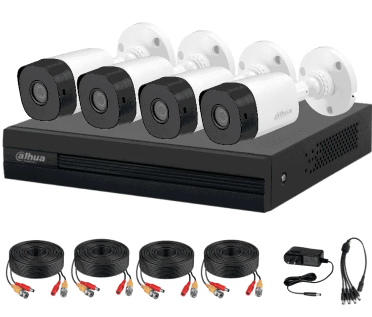 DAHUA KITXVR1B04-I1MP-2.8 - KIT DE 4 CANALES DE 1 MEGAPIXEL/ 4 CÁMARAS B1A11 CON LENTE DE 2.8MM/ 93 GRADOS DE APERTURA/ 4 CH+1 IP O HASTA 5 CH IP/ SMD PLUS/ BÚSQUEDA DE HUMANOS Y VEHÍCULOS/ ACCESORIOS INCLUIDOS/#WIZSENSE #TOPDAHUA-Paquetes 4 Canales-DAHUA-Bsai Seguridad & Controles