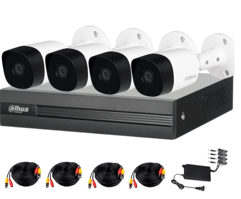 DAHUA KITXVR1B04H-I+4B2A51 - KIT DE 4 CANALES DE 5 MEGAPIXELES/ DVR COOPER-I WIZSENSE/ CON IA/ H.265+/ 4 CAMARAS B2A51 METALICAS/ 4 CANALES + 1 IP O HASTA 5 CANALES IP/ 4 CANALES SMD PLUS/ BUSQUEDA DE HUMANOS Y VEHICULOS/ ACCESORIOS INCLUIDOS/-Paquetes 4 Canales-DAHUA-Bsai Seguridad & Controles