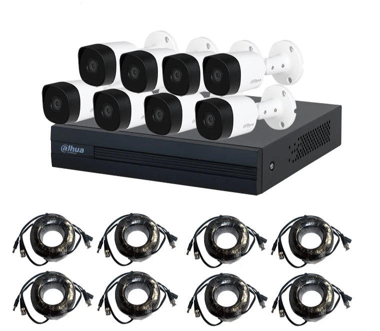 DAHUA KITXVR1B08- I+8-B2A21- KIT DE 8 CANALES 2 MEGAPIXELES/ DVR COOPER-I WIZSENSE/ CON IA/ H.265+/ 8 CAMARAS B2A21 1080P METALICAS/ 8 CH + 2 IP O HASTA 10 CH IP/ 4 CH CON SMD PLUS/ BUSQUEDA DE HUMANOS Y VEHICULOS/ ACCESORIOS INCLUIDOS/-Paquetes 8 Canales-DAHUA-Bsai Seguridad & Controles
