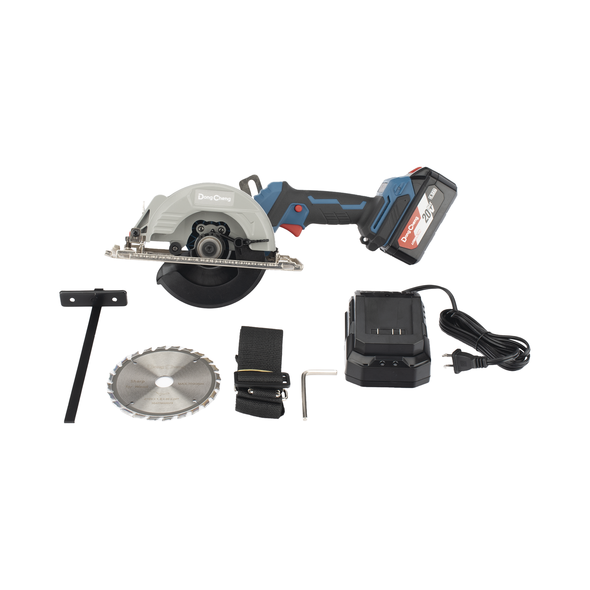 SIERRA CIRCULAR INALMBRICA SIN ESCOBILLAS DE 20V, INCLUYE UNA BATERÍA DE 4.0AH Y CARGADOR.-Ferreteria-DONGCHENG-Bsai Seguridad & Controles