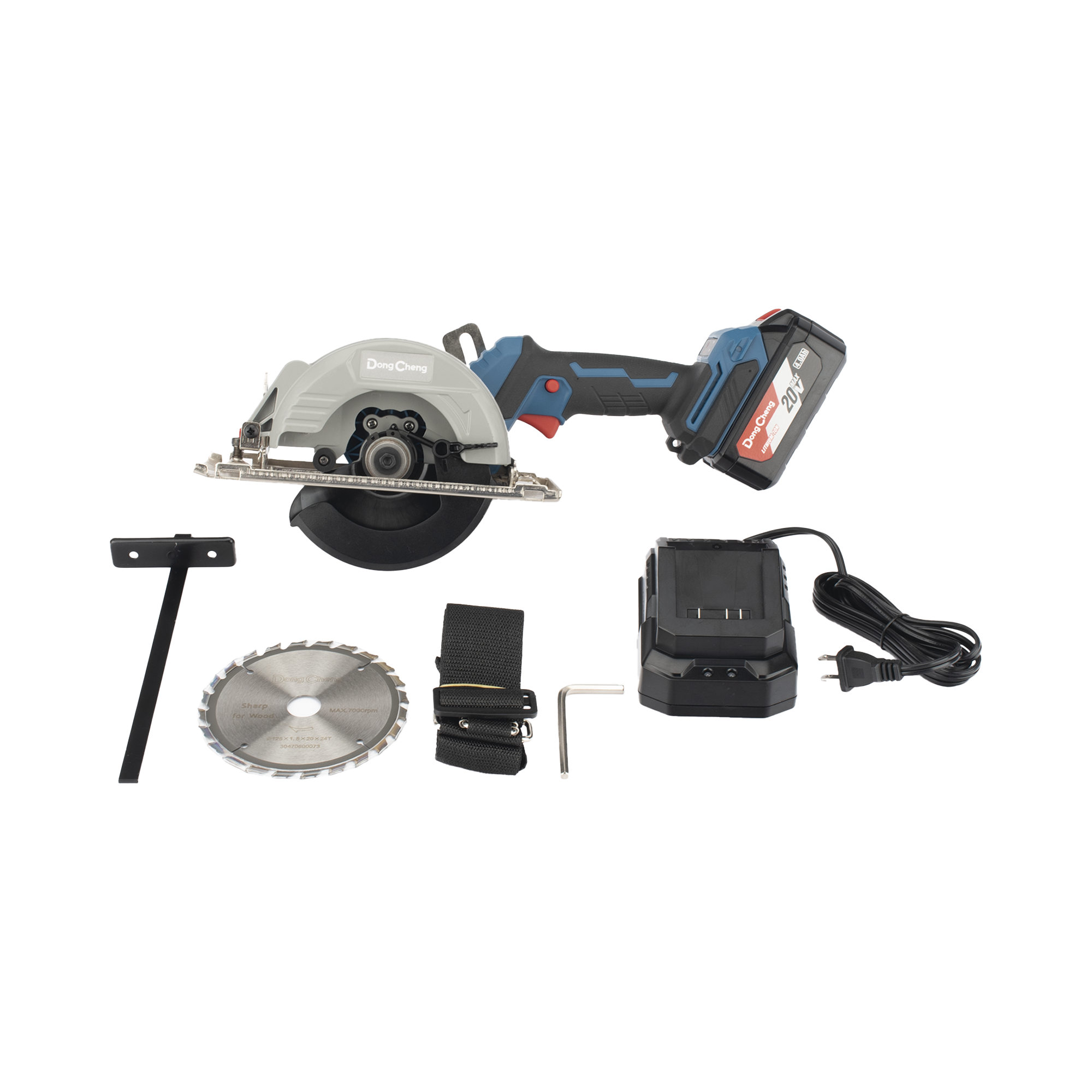 SIERRA CIRCULAR INALMBRICA SIN ESCOBILLAS DE 20V, INCLUYE UNA BATERÍA DE 4.0AH Y CARGADOR.-Ferreteria-DONGCHENG-Bsai Seguridad & Controles