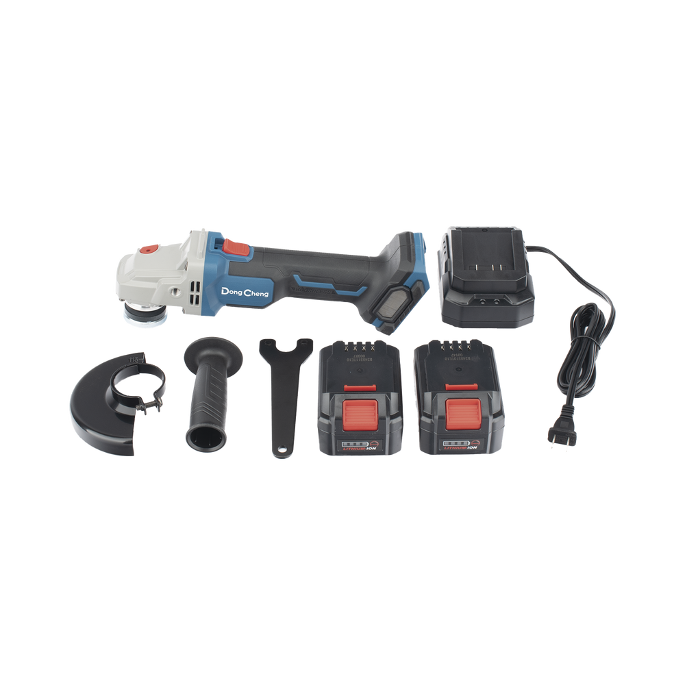 AMOLADORA ANGULAR DE 20VCC, DISCO DE 4-1/2 IN, INCLUYE 2 BATERÍAS DE 4.0AH, CARGADOR Y ESTUCHE-DONGCHENG-Bsai Seguridad & Controles