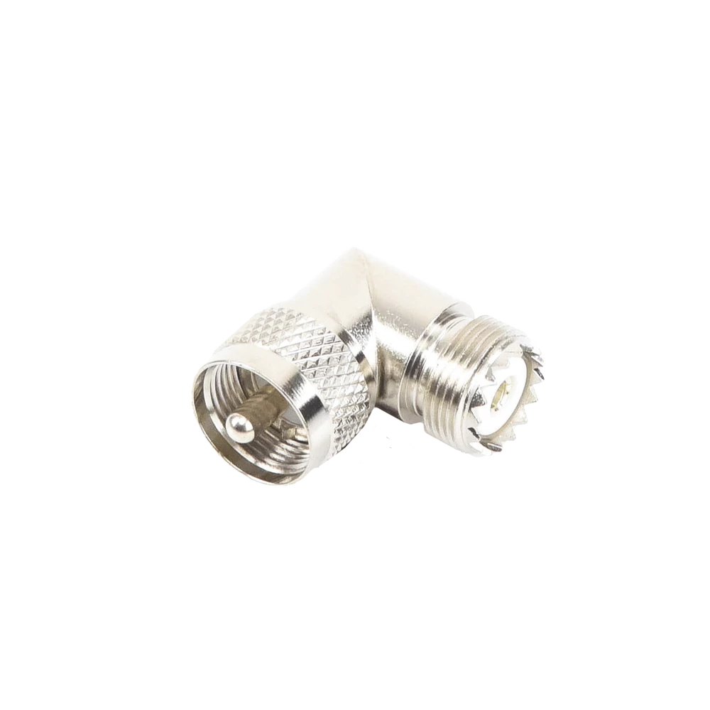 ADAPTADOR EN ÁNGULO RECTO, DE CONECTOR UHF MACHO (PL-259) A UHF HEMBRA (SO-239), NÍQUEL/ ORO/ DELRIN.-Adaptadores-RF INDUSTRIES,LTD-Bsai Seguridad & Controles