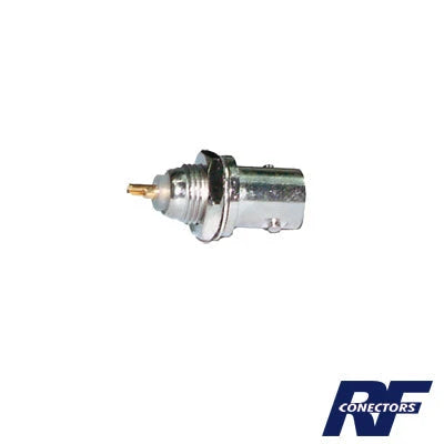 CONECTOR BNC HEMBRA DE MONTAJE FRONTAL D-PLANO, SOLDABLE, RONDANA DE SEGURIDAD, NÍQUEL/ ORO/ DELRIN.-Conectores-RF INDUSTRIES,LTD-Bsai Seguridad & Controles